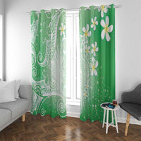 Polynesian Jellyfish Window Curtain With Plumeria Green