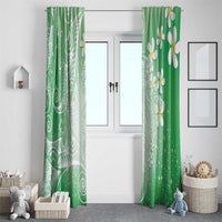 Polynesian Jellyfish Window Curtain With Plumeria Green