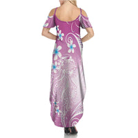 Polynesian Jellyfish Family Matching Summer Maxi Dress and Hawaiian Shirt With Plumeria Pink LT05 - Polynesian Pride