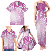 Polynesian Jellyfish Family Matching Tank Maxi Dress and Hawaiian Shirt With Plumeria Pink LT05 - Polynesian Pride