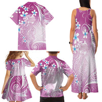 Polynesian Jellyfish Family Matching Tank Maxi Dress and Hawaiian Shirt With Plumeria Pink LT05 - Polynesian Pride