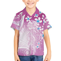 Polynesian Jellyfish Hawaiian Shirt With Plumeria Pink