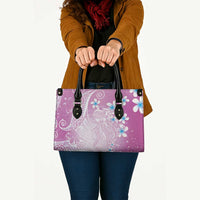 Polynesian Jellyfish Leather Bag With Plumeria Pink