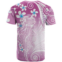 Polynesian Jellyfish T Shirt With Plumeria Pink