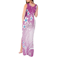 Polynesian Jellyfish Tank Maxi Dress With Plumeria Pink
