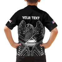 American Samoa Flag Day Family Matching Long Sleeve Bodycon Dress and Hawaiian Shirt Bald Eagle With Polynesian Pattern