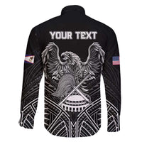 American Samoa Flag Day Family Matching Off The Shoulder Long Sleeve Dress and Hawaiian Shirt Bald Eagle With Polynesian Pattern