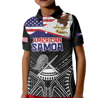 American Samoa Flag Day Kid Polo Shirt Bald Eagle With Polynesian Pattern