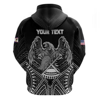 American Samoa Flag Day Zip Hoodie Bald Eagle With Polynesian Pattern