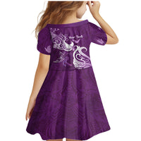 Personalised Fibromyalgia Awareness Family Matching Mermaid Dress and Hawaiian Shirt Polynesian Purple Ribbon LT05 - Polynesian Pride