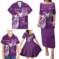 Personalised Fibromyalgia Awareness Family Matching Puletasi and Hawaiian Shirt Polynesian Purple Ribbon LT05 - Polynesian Pride