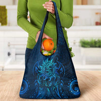 New Zealand Dream Catcher Grocery Bag Maori Koru Pattern Blue Version