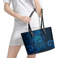 New Zealand Dream Catcher Leather Tote Bag Maori Koru Pattern Blue Version