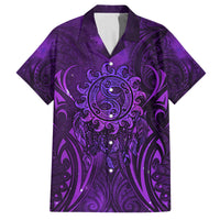 New Zealand Dream Catcher Family Matching Off The Shoulder Long Sleeve Dress and Hawaiian Shirt Maori Koru Pattern Purple Version LT05 Dad's Shirt - Short Sleeve Purple - Polynesian Pride