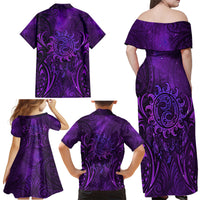 New Zealand Dream Catcher Family Matching Off Shoulder Maxi Dress and Hawaiian Shirt Maori Koru Pattern Purple Version LT05 - Polynesian Pride