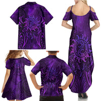 New Zealand Dream Catcher Family Matching Summer Maxi Dress and Hawaiian Shirt Maori Koru Pattern Purple Version LT05 - Polynesian Pride