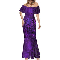 New Zealand Dream Catcher Mermaid Dress Maori Koru Pattern Purple Version LT05 - Polynesian Pride