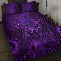 New Zealand Dream Catcher Quilt Bed Set Maori Koru Pattern Purple Version