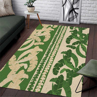 Hawaii Pua Kenikeni Lei Area Rug With Lau Maia Green