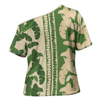 Hawaii Pua Kenikeni Lei Cross Shoulder Shirt With Lau Maia Green