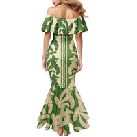 Hawaii Pua Kenikeni Lei Family Matching Mermaid Dress and Hawaiian Shirt With Lau Maia Green LT05 - Polynesian Pride