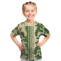 Hawaii Pua Kenikeni Lei Kid T Shirt With Lau Maia Green