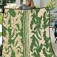 Hawaii Pua Kenikeni Lei Quilt With Lau Maia Green