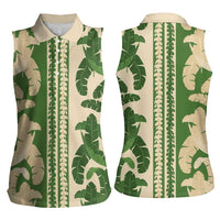 Hawaii Pua Kenikeni Lei Women Sleeveless Polo Shirt With Lau Maia Green