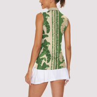 Hawaii Pua Kenikeni Lei Women Sleeveless Polo Shirt With Lau Maia Green