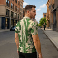 Hawaii Pua Kenikeni Lei Zipper Polo Shirt With Lau Maia Green