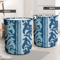 Hawaii Pua Kenikeni Lei Laundry Basket With Lau Maia Royal Blue LT05 - Polynesian Pride