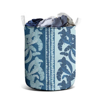 Hawaii Pua Kenikeni Lei Laundry Basket With Lau Maia Royal Blue LT05 - Polynesian Pride