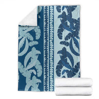 Hawaii Pua Kenikeni Lei Blanket With Lau Maia Royal Blue