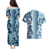 Hawaii Pua Kenikeni Lei Couples Matching Puletasi and Hawaiian Shirt With Lau Maia Royal Blue