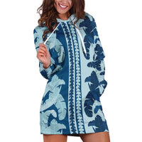 Hawaii Pua Kenikeni Lei Hoodie Dress With Lau Maia Royal Blue