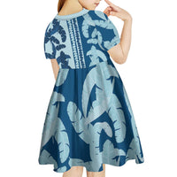 Hawaii Pua Kenikeni Lei Kid Short Sleeve Dress With Lau Maia Royal Blue