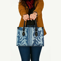 Hawaii Pua Kenikeni Lei Leather Bag With Lau Maia Royal Blue