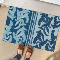 Hawaii Pua Kenikeni Lei Rubber Doormat With Lau Maia Royal Blue