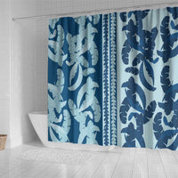 Hawaii Pua Kenikeni Lei Shower Curtain With Lau Maia Royal Blue