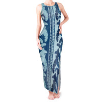 Hawaii Pua Kenikeni Lei Tank Maxi Dress With Lau Maia Royal Blue