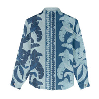 Hawaii Pua Kenikeni Lei Women Casual Shirt With Lau Maia Royal Blue