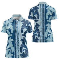Hawaii Pua Kenikeni Lei Women Polo Shirt With Lau Maia Royal Blue