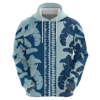 Hawaii Pua Kenikeni Lei Zip Hoodie With Lau Maia Royal Blue