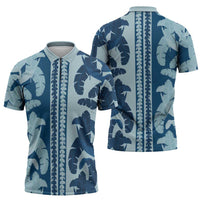 Hawaii Pua Kenikeni Lei Zipper Polo Shirt With Lau Maia Royal Blue