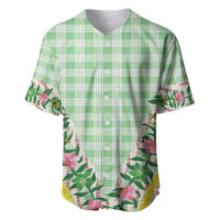 Hawaii Pikake Lokelani Plumeria Lei Baseball Jersey Green Palaka Motifs