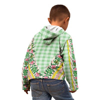 Hawaii Pikake Lokelani Plumeria Lei Kid Hoodie Green Palaka Motifs