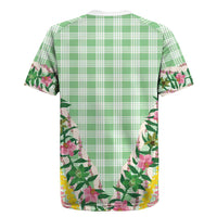 Hawaii Pikake Lokelani Plumeria Lei Rugby Jersey Green Palaka Motifs