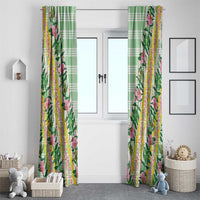 Hawaii Pikake Lokelani Plumeria Lei Window Curtain Green Palaka Motifs