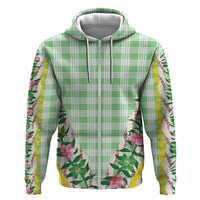 Hawaii Pikake Lokelani Plumeria Lei Zip Hoodie Green Palaka Motifs