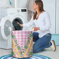 Hawaii Pikake Lokelani Plumeria Lei Laundry Basket Pink Palaka Motifs